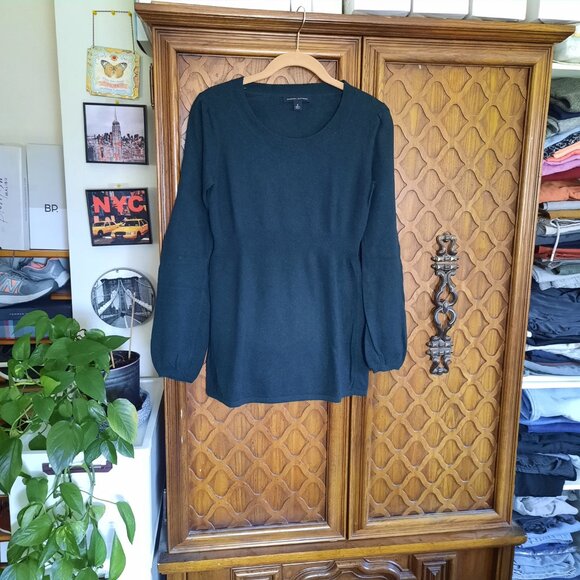 BANANA REPUBLIC Wool-Cashmere Blend Bell-Sleeve Peplum Sweater - Green, Size S - Picture 2 of 16